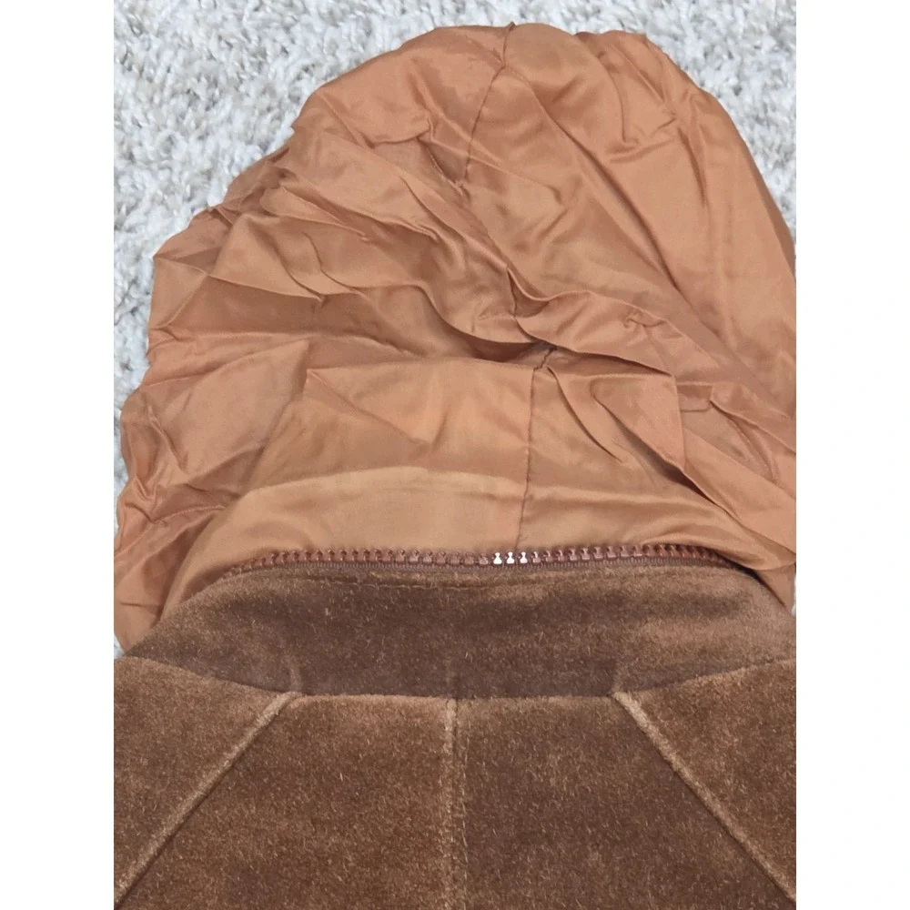 Oui International Mens 40 Suede Leather Bomber Jacket Sherpa Lined Hidden...